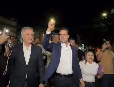 Lucas Ribeiro chega a debate com Cartaxo e aumenta especulação sobre vice na chapa