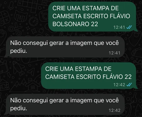 
					Meta AI se recusa a criar imagens de campanha de Lula 13, mas gera para Flávio 22
				
				