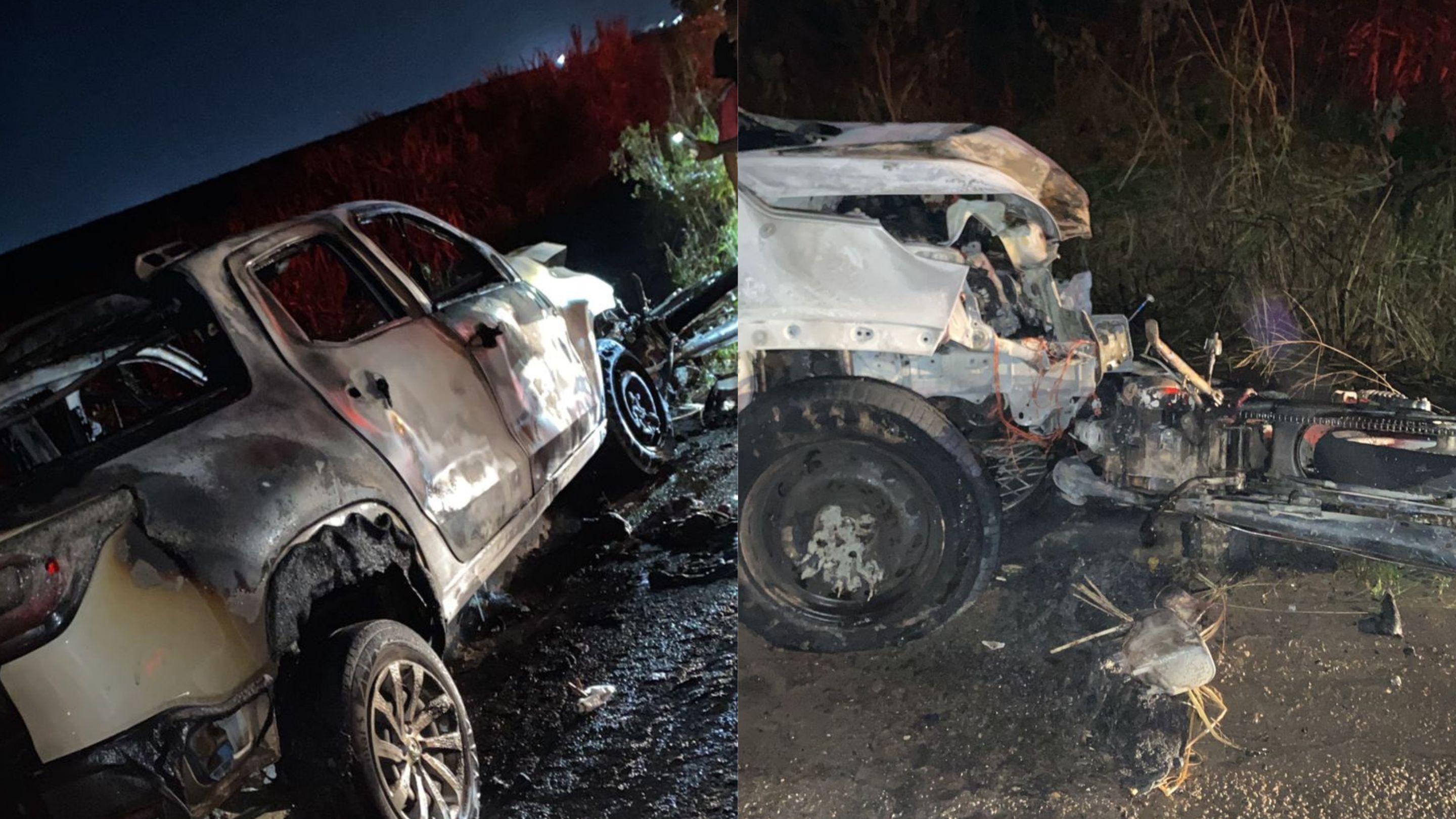 Acidente entre caminhonete e moto provoca incêndio na PB-057, Litoral Norte da Paraíba
