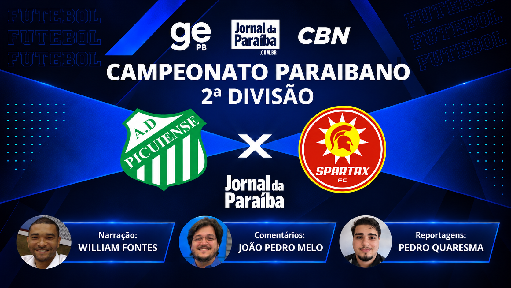 Picuiense x Spartax: assista ao jogo pela 1ª rodada da 2ª divisão do Paraibano 2026