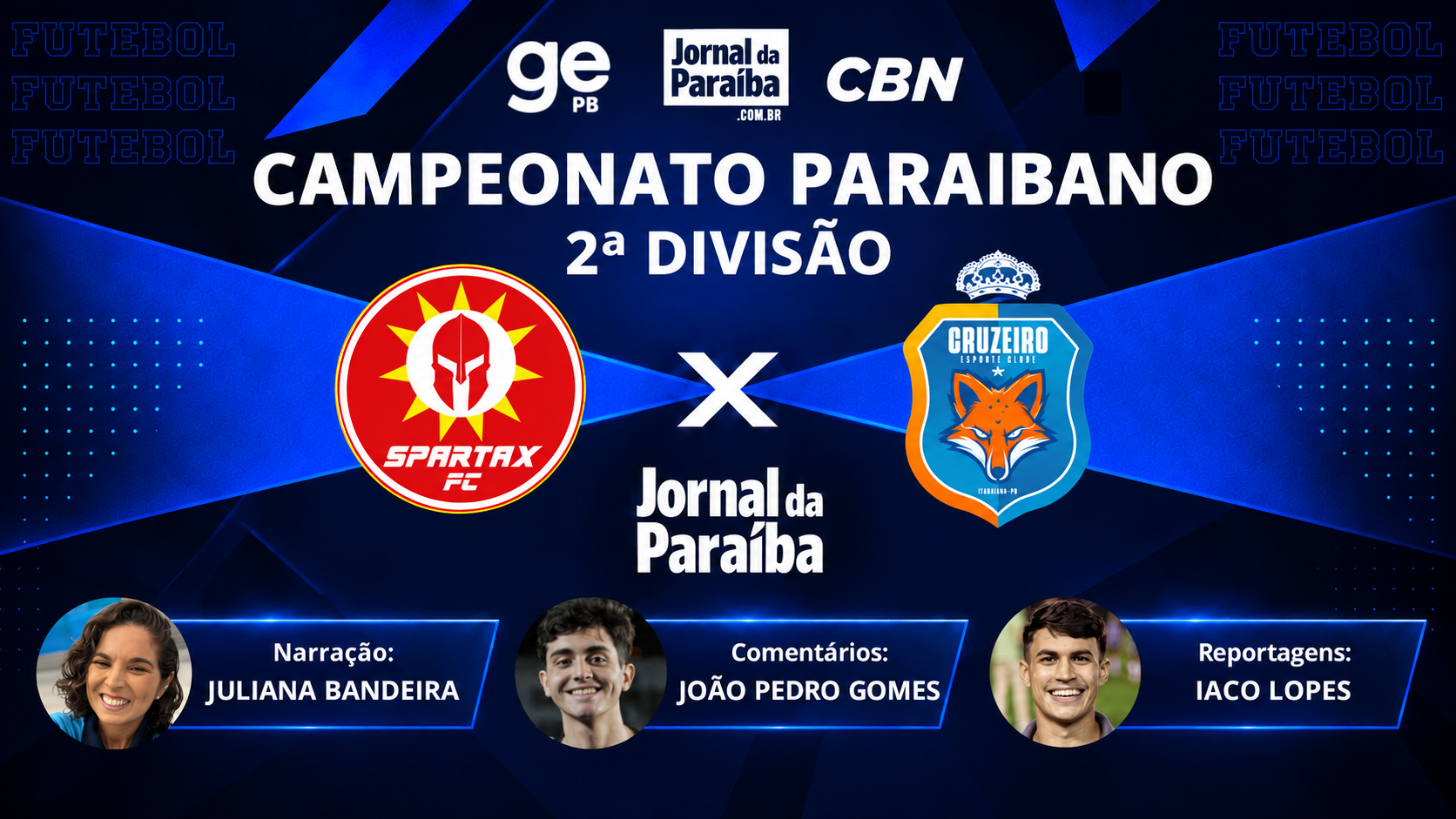 Spartax x Cruzeiro-PB: assista ao jogo pela 8ª rodada da 2ª divisão do Paraibano 2026