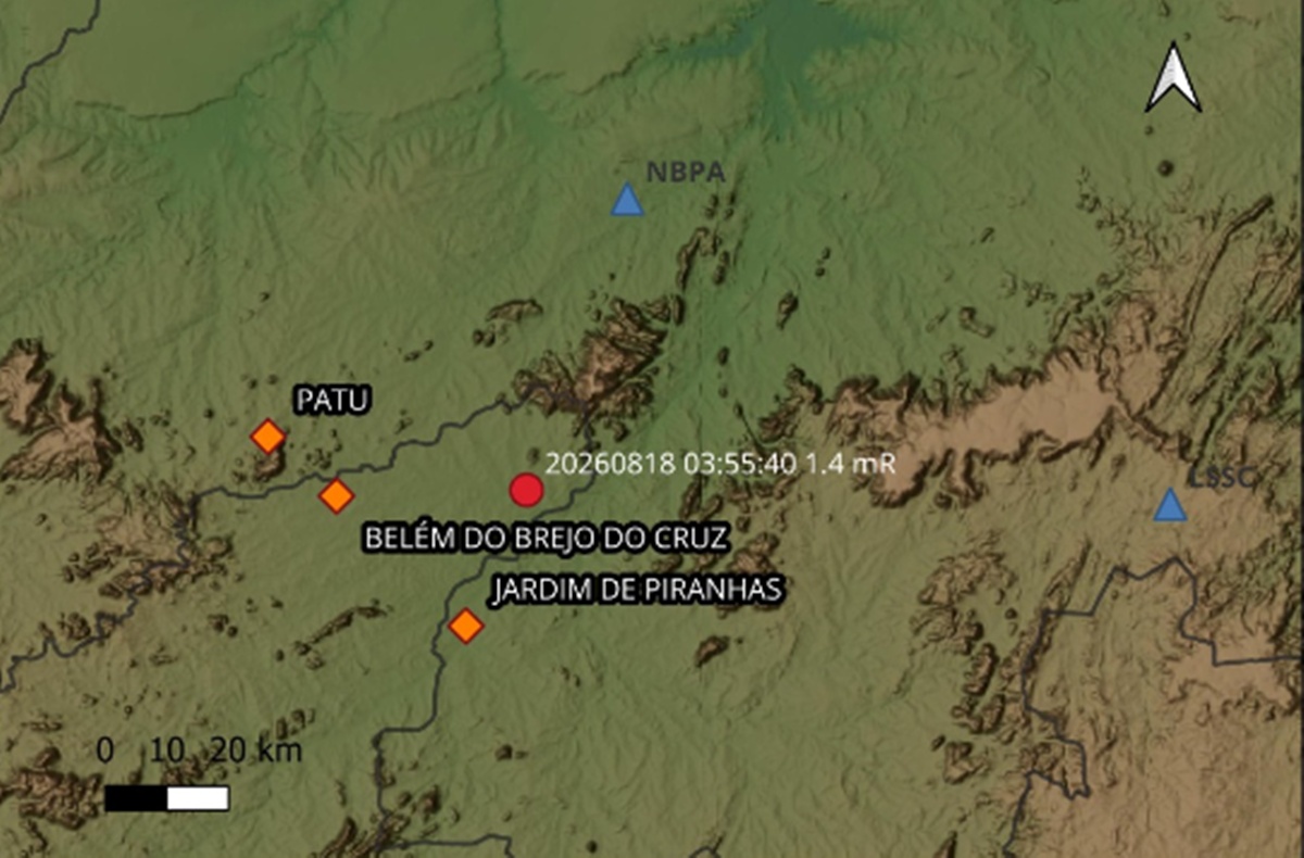 Tremor de terra é registrado em Belém do Brejo do Cruz, no Sertão