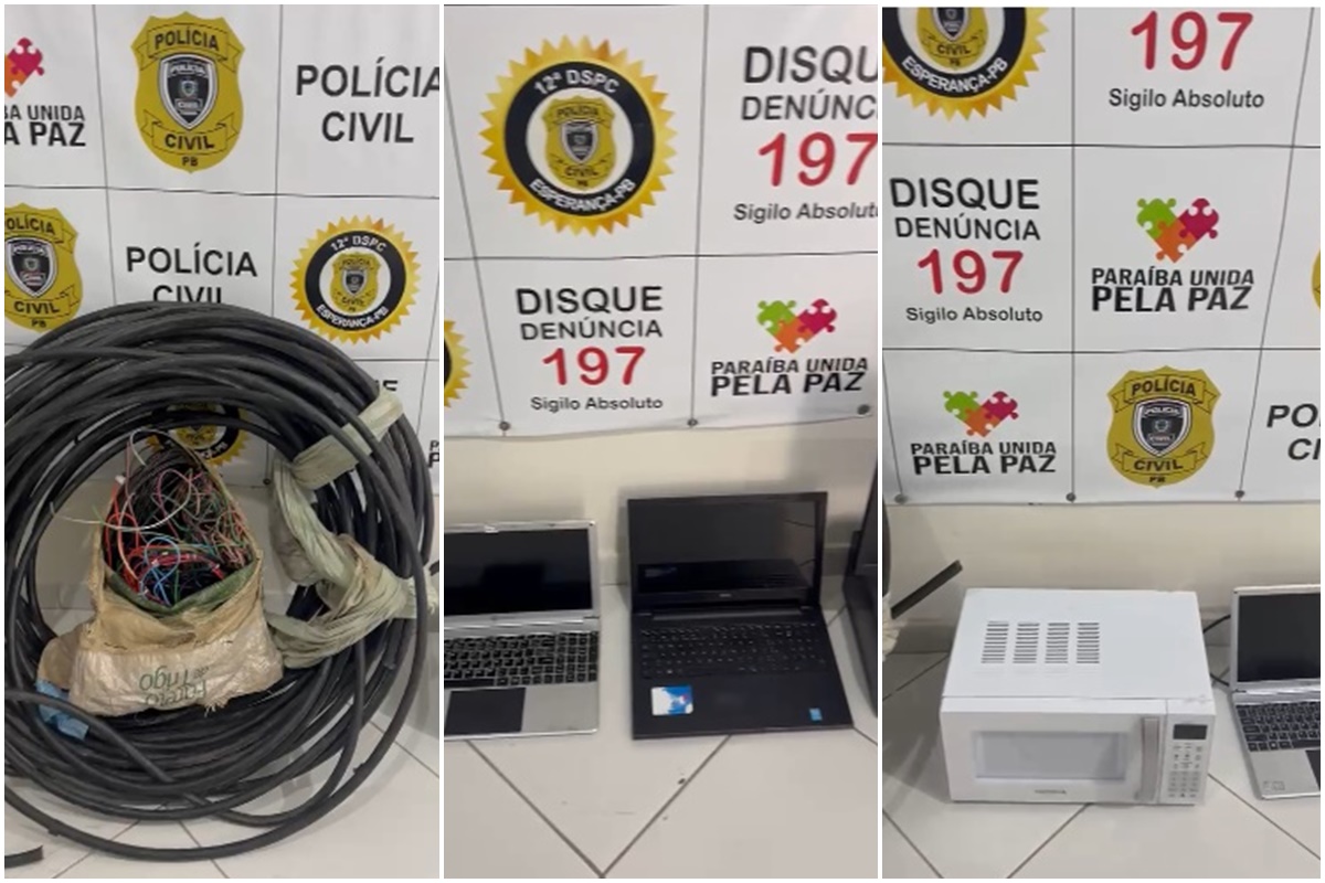 Três homens são presos, suspeitos de furtar fios e equipamentos eletrônicos em Puxinanã