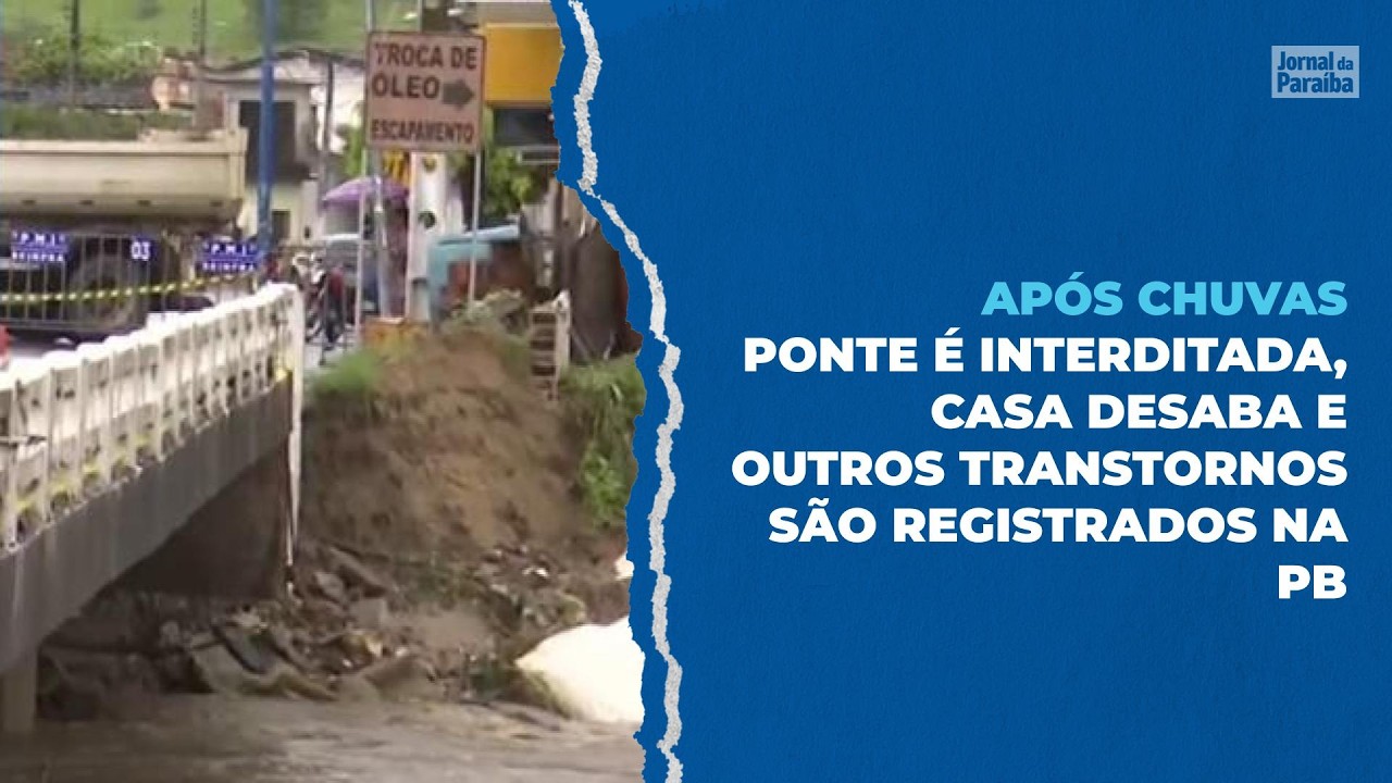 Chuvas na PB: rio transborda, ponte é interditada e moradores ilhados; vídeo mostra transtornos