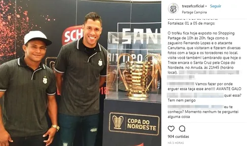 
				
					Vetados contra o Santa, Fernando Lopes e Canutama "tietam" taça do Nordestão
				
				