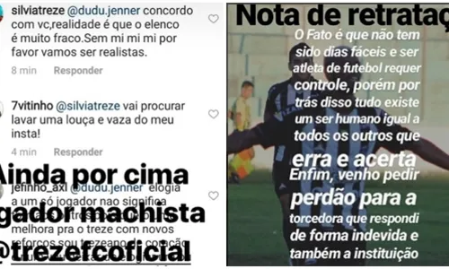 
                                        
                                            Após mandar torcedora 'lavar uma louça', atacante do Treze terá comportamento discutido pela diretoria
                                        
                                        