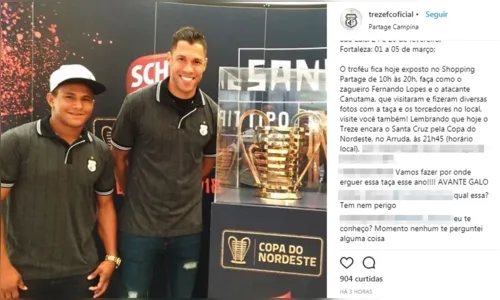 
				
					Vetados contra o Santa, Fernando Lopes e Canutama "tietam" taça do Nordestão
				
				