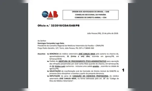 
				
					OAB pede cassação do registro de ex-secretário envolvido em matança de cães
				
				