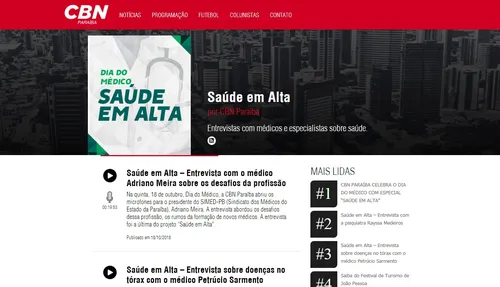 
				
					CBN Paraíba lança site com podcasts de entrevistas
				
				