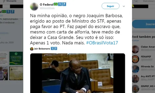 
                                        
                                            PF investiga conduta de policial que chamou Joaquim Barbosa de 'escravo alforriado'
                                        
                                        