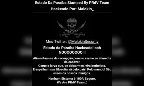 
				
					Após ataque hacker, site oficial do governo da Paraíba volta a funcionar
				
				
