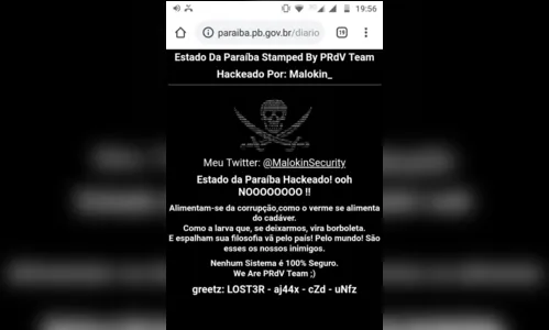
				
					Site oficial do governo da Paraíba é invadido por hacker
				
				