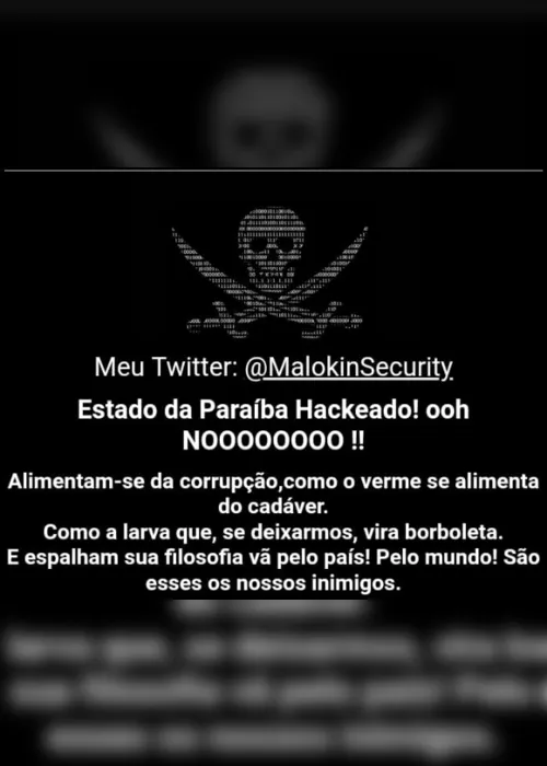 
                                        
                                            Site oficial do governo da Paraíba é invadido por hacker
                                        
                                        