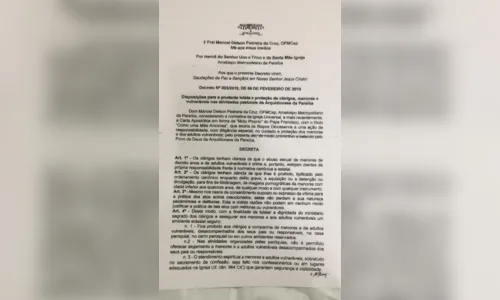 
				
					Arcebispo da Paraíba cria regras para evitar novos casos de abuso sexual na Igreja
				
				