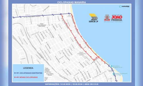 
				
					Nova ciclofaixa da orla de João Pessoa interliga Tambaú e Retão de Manaíra
				
				