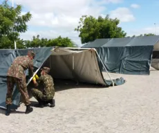 Exército monta barracas no Trauma de CG para manutenção de equipamentos