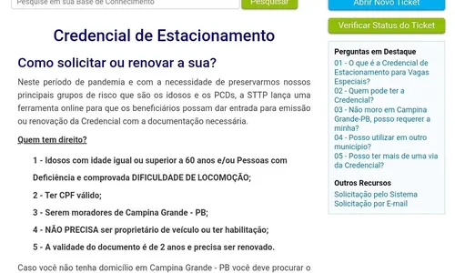 
                                        
                                            Condutores idosos de CG podem solicitar Credencial de Estacionamento virtualmente
                                        
                                        