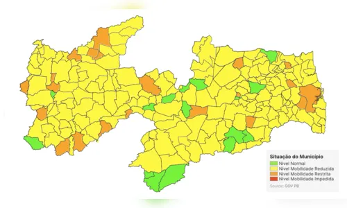 
				
					Flexibilização: 185 cidades da PB estão com bandeira amarela; veja mapa completo
				
				