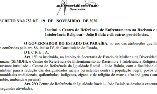 
                                        
                                            Centro da Igualdade Racial da Paraíba é inaugurado nesta sexta-feira
                                        
                                        