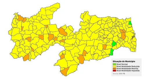 
				
					PB tem apenas três municípios em classificação verde, aponta avaliação do Plano Novo Normal
				
				