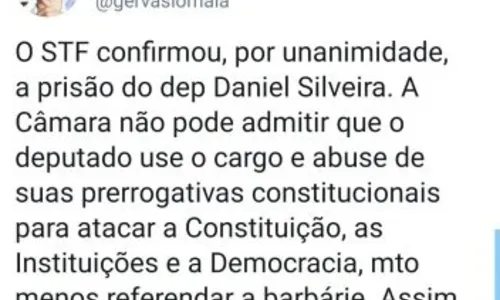 
				
					Gervásio diz que votará pela cassação do mandato do deputado federal Daniel Silveira
				
				