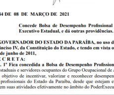 Governo da PB concede bolsa de desempenho profissional a grupos de servidores