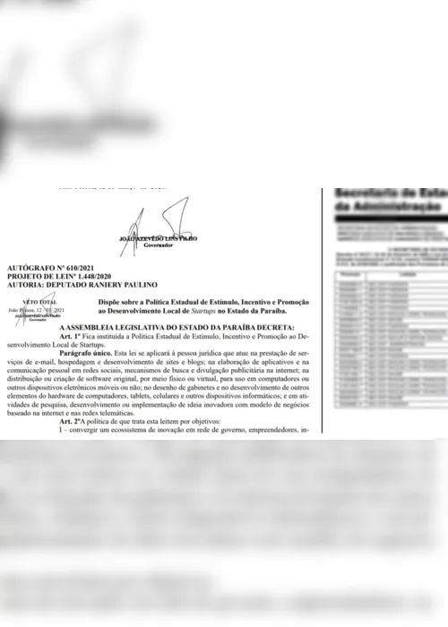 
                                        
                                            Governador da Paraíba veta projeto de lei de incentivo a startups
                                        
                                        
