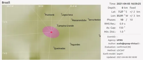 
				
					Tremores de terra são registrados em dois municípios da Paraíba
				
				