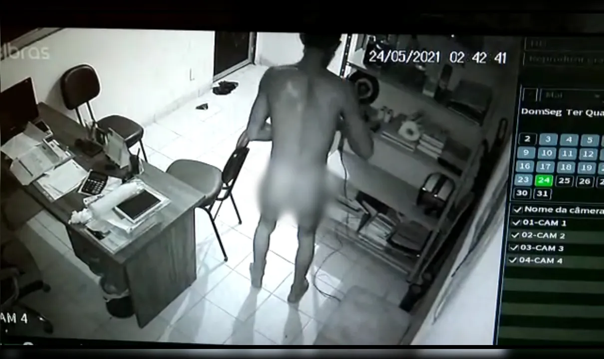 VÍDEO: Homem pelado invade oficina e rouba ferramenta em João Pessoa