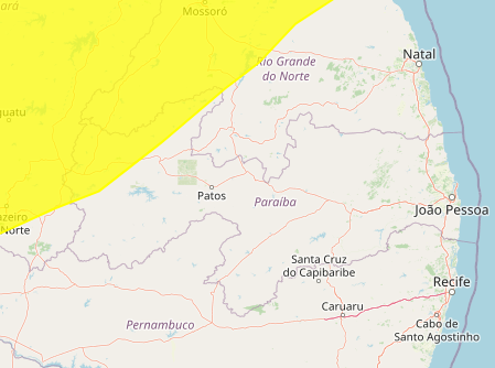 Novo alerta de perigo potencial de chuvas intensas é emitido pelo Inmet para 34 cidades da PB