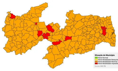 
				
					Veja quais cidades estão em bandeira vermelha e laranja na Paraíba a partir de segunda
				
				