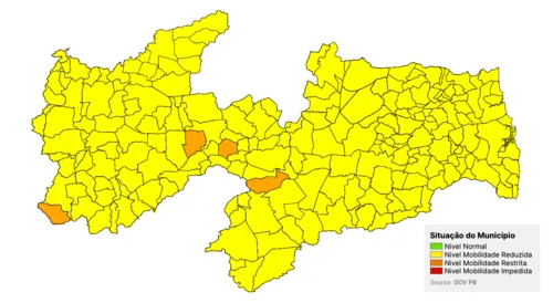 
				
					Paraíba tem nova melhora e reduz número de cidades em 'bandeira laranja'
				
				