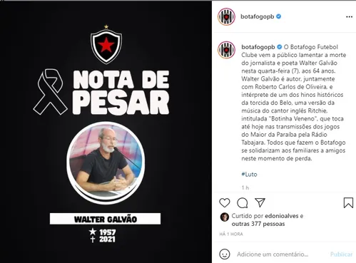 
				
					Presidente da Funesc, Walter Galvão, morre aos 64 anos em João Pessoa
				
				