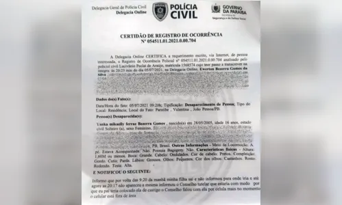 
				
					Adolescente está desaparecida há mais de 24h após sair de casa levando apenas o celular
				
				