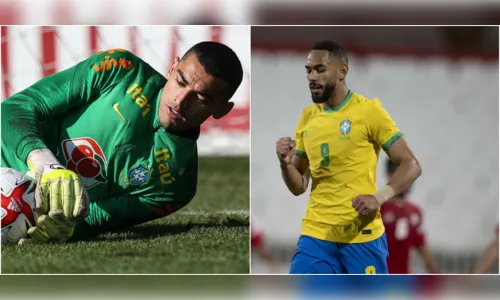 
				
					Hulk, Matheus Cunha e Santos vivem momento histórico, juntos, com a camisa da seleção brasileira
				
				