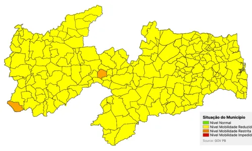 
                                        
                                            Paraíba persiste com duas cidades em bandeira laranja pela 7ª semana
                                        
                                        