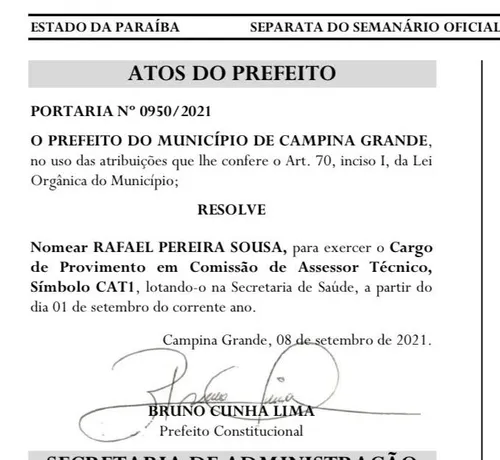 
				
					Suplente de deputado é nomeado para cargo na PMCG
				
				