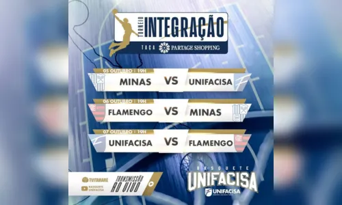 
				
					Com Flamengo e Minas, Basquete Unifacisa divulga tabela do Torneio Integração
				
				