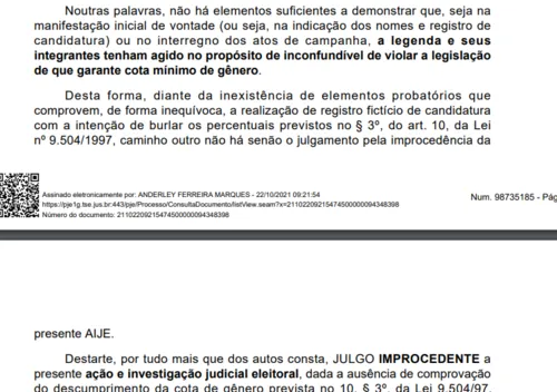 
				
					Justiça julga improcedente denúncia de 'candidaturas laranjas' em Sapé
				
				