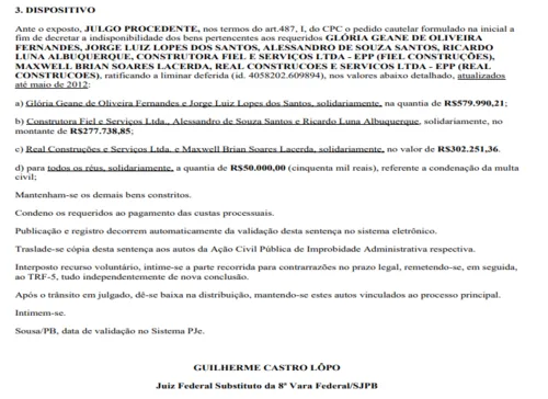 
				
					Na Paraíba: Justiça manda bloquear R$ 1,2 milhão de ex-prefeita e investigados em obra de escola
				
				