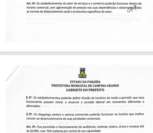 
				
					Prefeitura de Campina Grande publica novo decreto com regras para shows, restaurantes e jogos de futebol
				
				