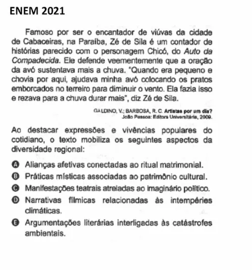 
				
					Enem: 'Admirável Gado Novo' e histórias de Zé de Cila, de Cabaceiras, são questões no 1º dia
				
				