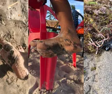 Manchas de óleo são encontradas em praias de Cabedelo e preocupam banhistas