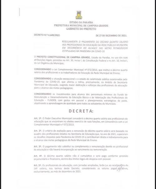 
				
					Bruno assina decreto que autoriza pagamento do 14º salário da Educação; veja o documento
				
				