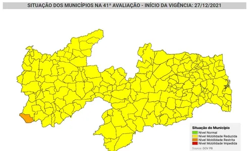 
                                        
                                            Paraíba segue com 222 municípios na bandeira amarela em nova avaliação da pandemia
                                        
                                        