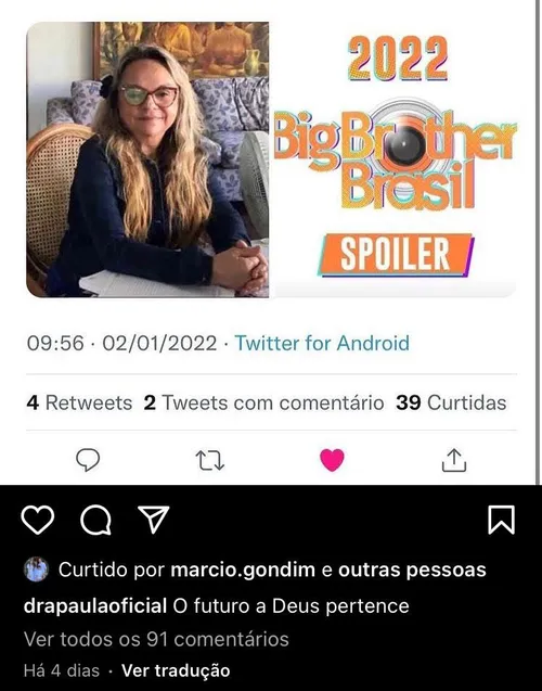 
				
					Paraíba terá participante no BBB22, mas não será deputada
				
				