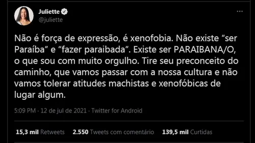 
				
					Vestibular da Unicamp cita tuítes de Juliette e Chico César que falam sobre xenofobia
				
				