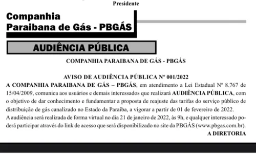 
				
					Aprovado reajuste na tarifa de água da Paraíba e PBgás marca audiência para debater aumento
				
				