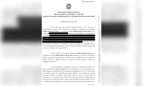 
				
					Caso de Lucena: técnica diz que recebeu ordem de vacinar 'todas as pessoas'; veja documento
				
				