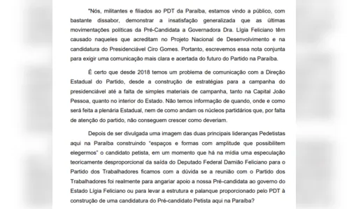 
				
					Defendendo 'palanque duplo', Lígia é alvo de críticas em carta de filiados do PDT
				
				